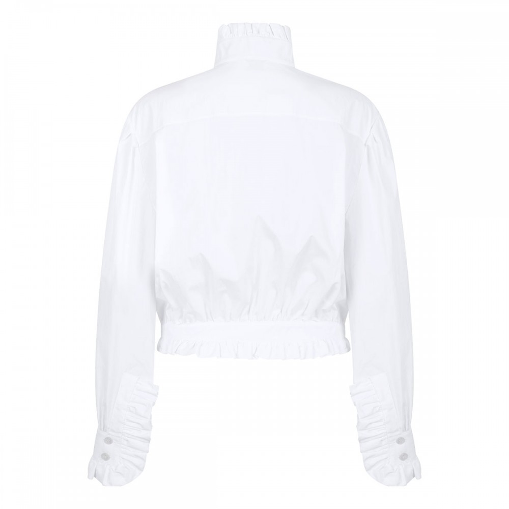 Ruched cotton blend blouse