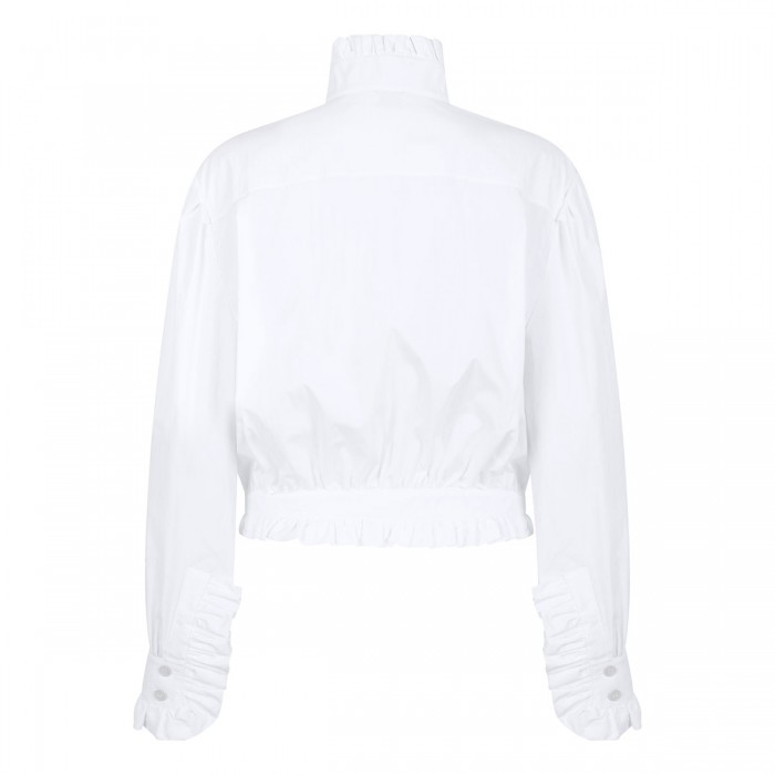 Ruched cotton blend blouse