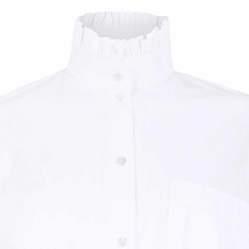 Ruched cotton blend blouse