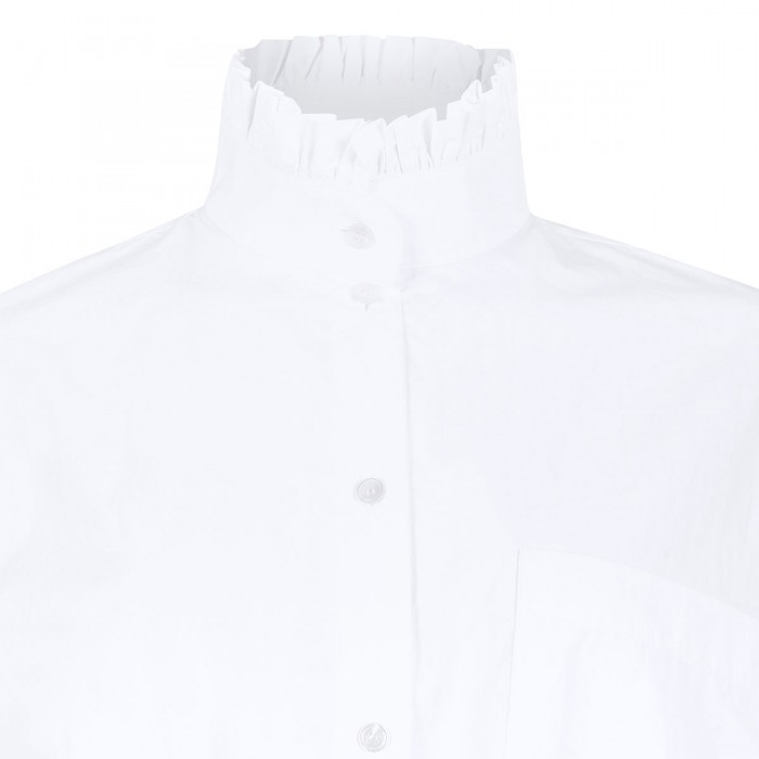 Ruched cotton blend blouse