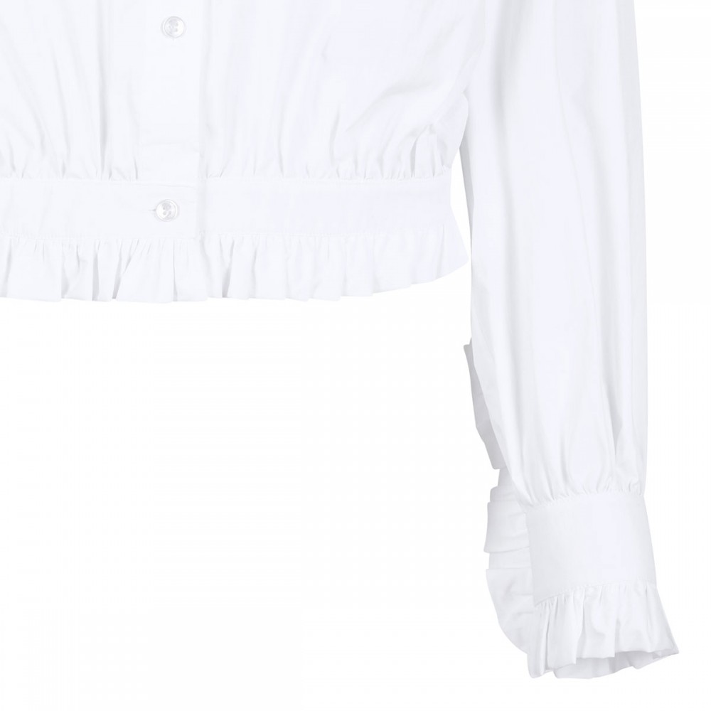 Ruched cotton blend blouse