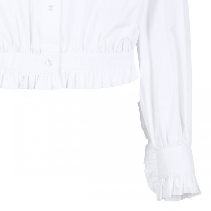 Ruched cotton blend blouse