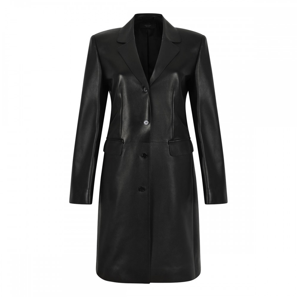 Black soft leather coat
