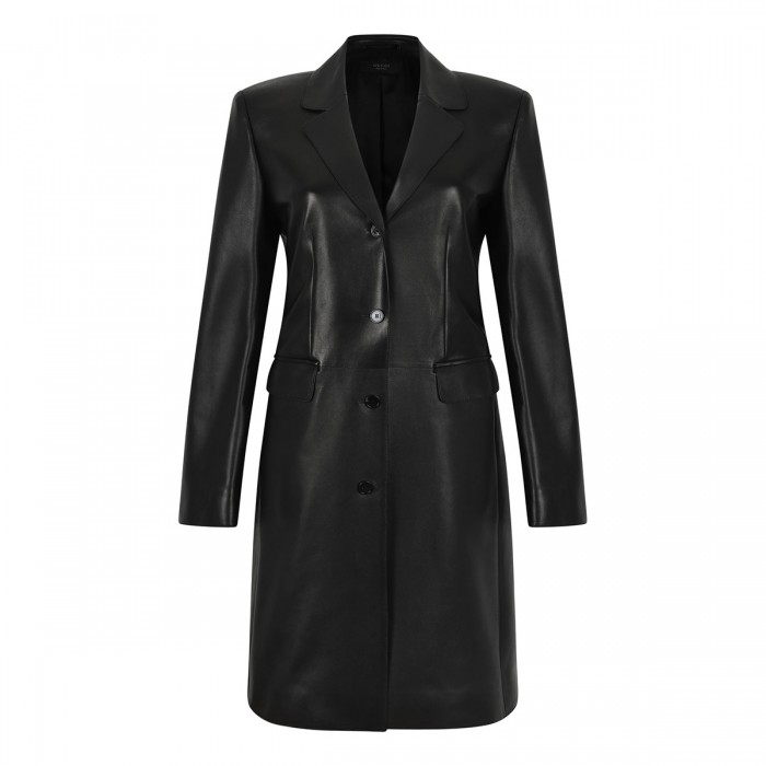 Black soft leather coat