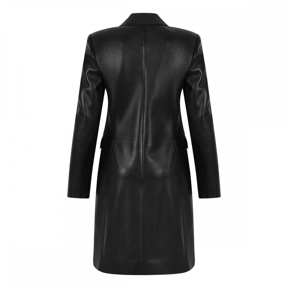 Black soft leather coat