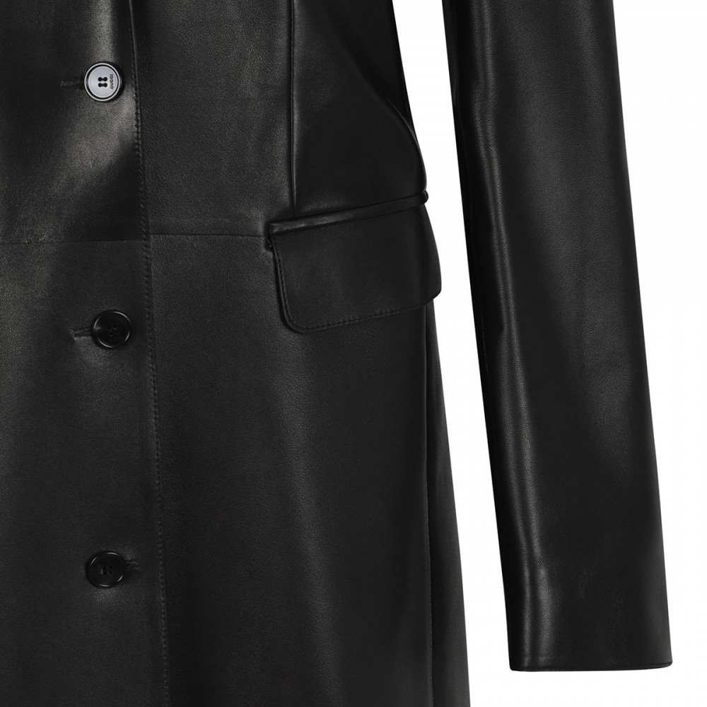 Black soft leather coat