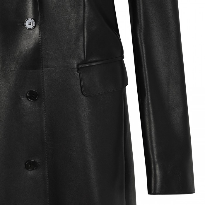 Black soft leather coat