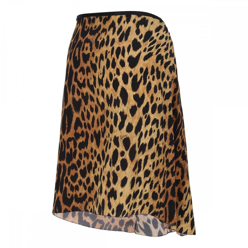Leopard silk crêpe de chine skirt
