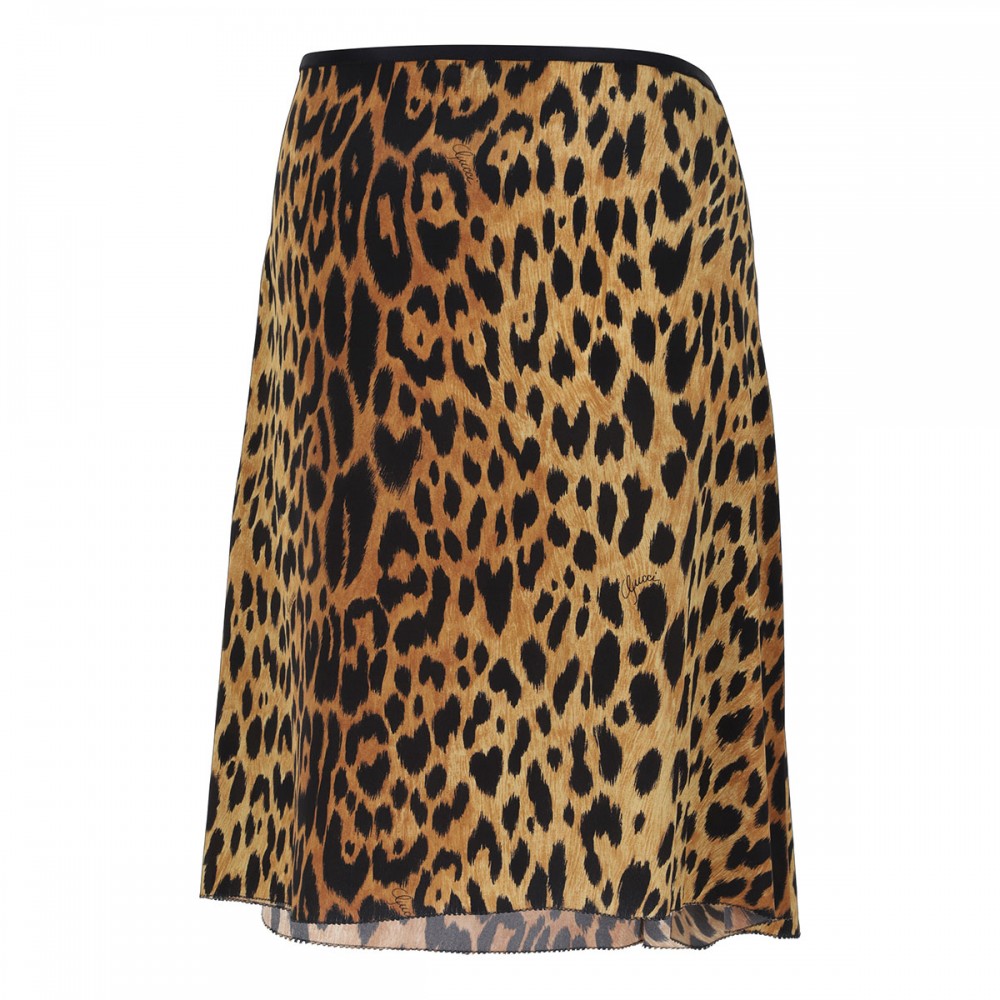 Leopard silk crêpe de chine skirt