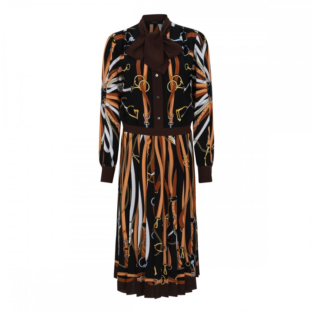 Printed silk chemisier