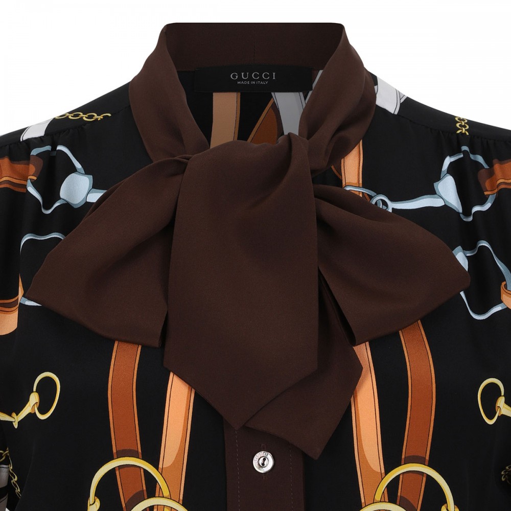 Printed silk chemisier