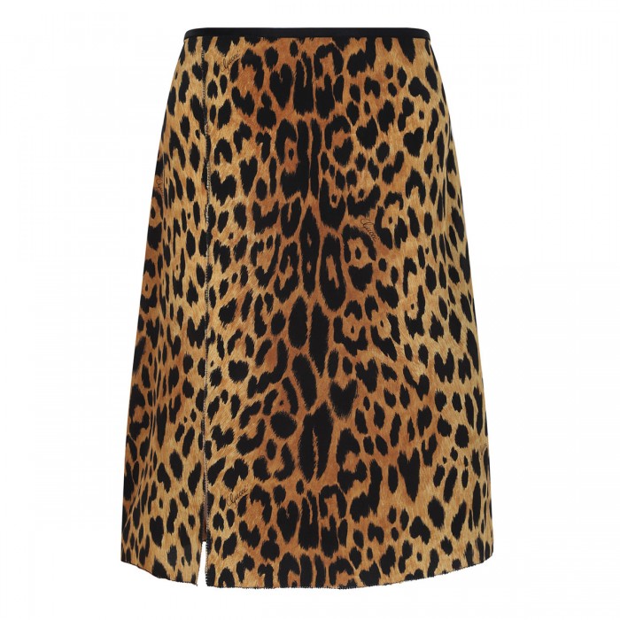 Leopard silk crêpe de chine skirt