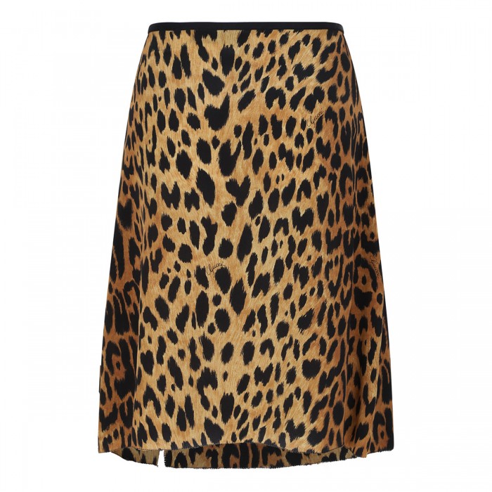 Leopard silk crêpe de chine skirt