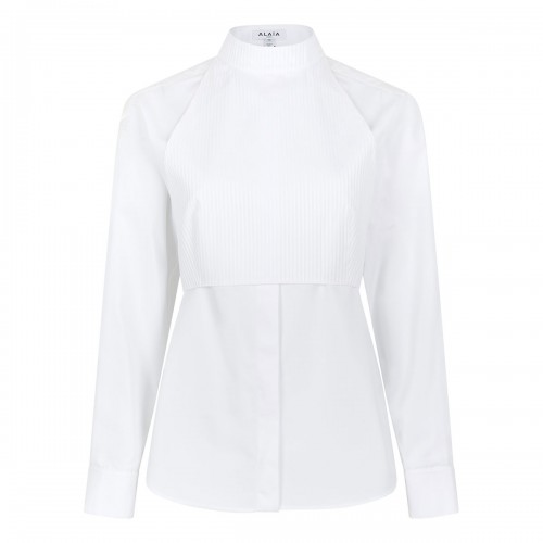 Plastron cotton poplin shirt