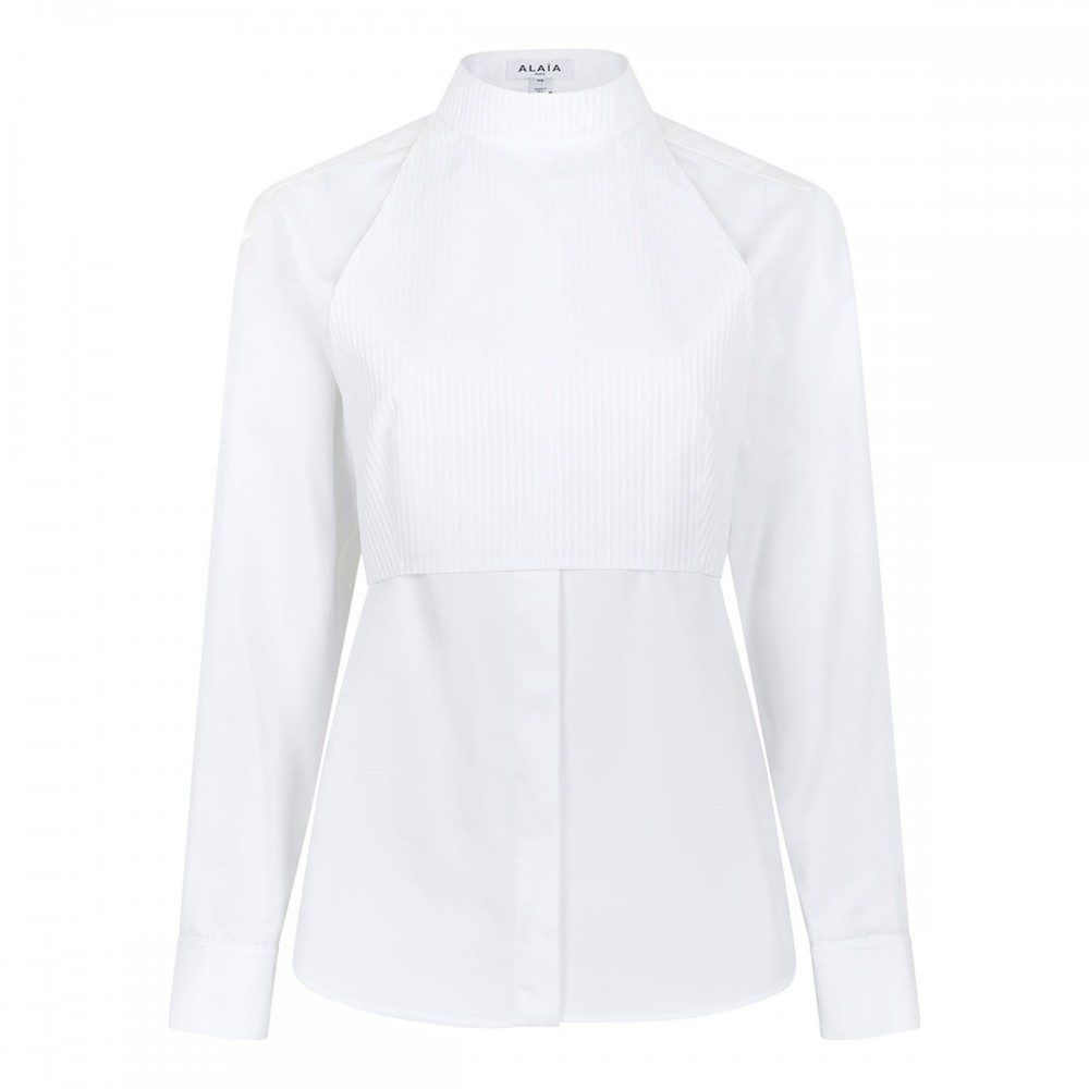 Plastron cotton poplin shirt