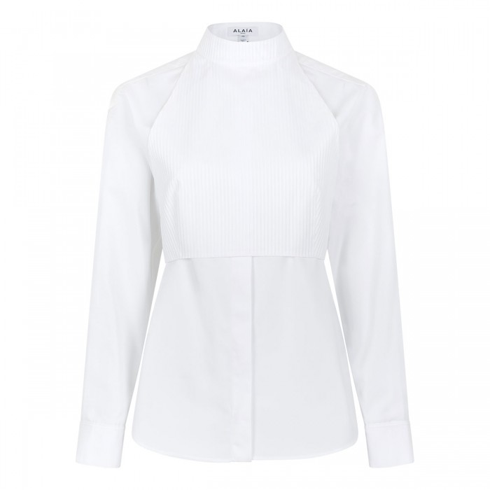 Plastron cotton poplin shirt