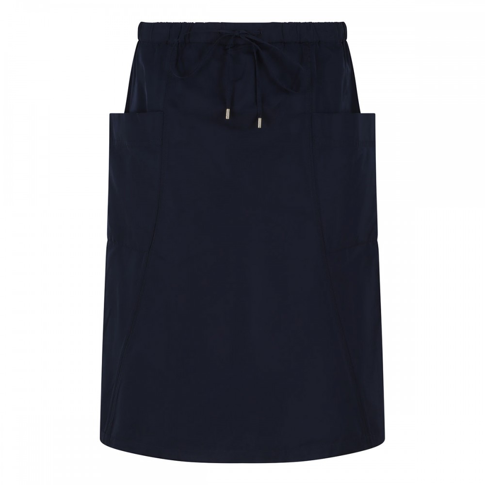 Navy blue silk-blend skirt