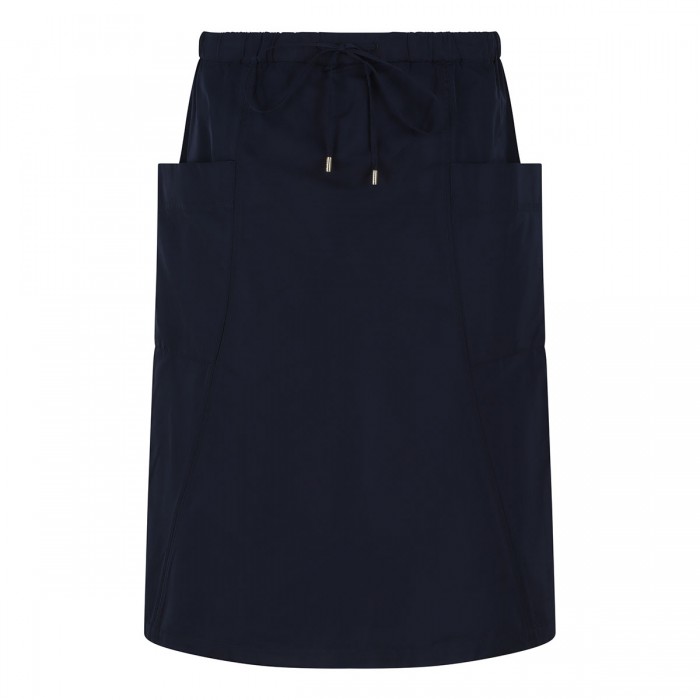 Navy blue silk-blend skirt