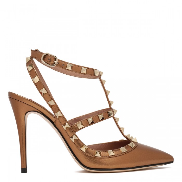 Rockstud ankle strap pumps