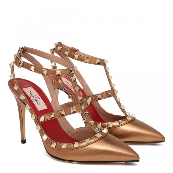 Rockstud ankle strap pumps