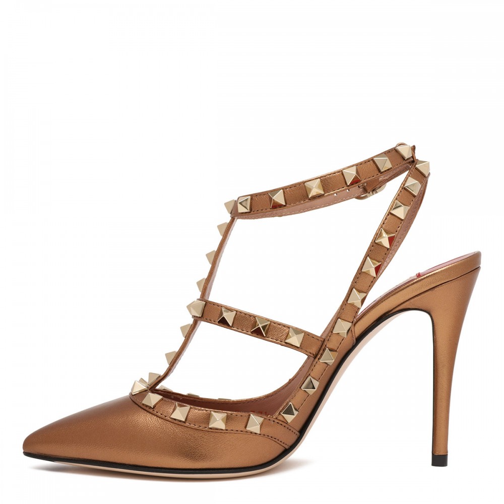 Rockstud ankle strap pumps