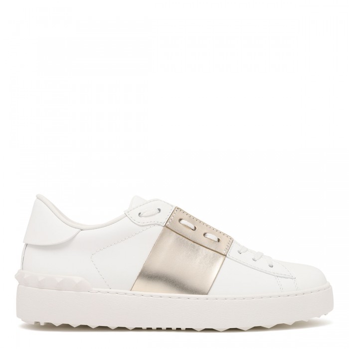 Open leather sneakers