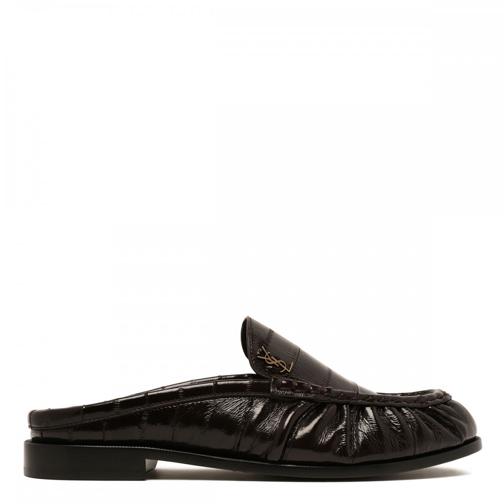 Leather loafer mules