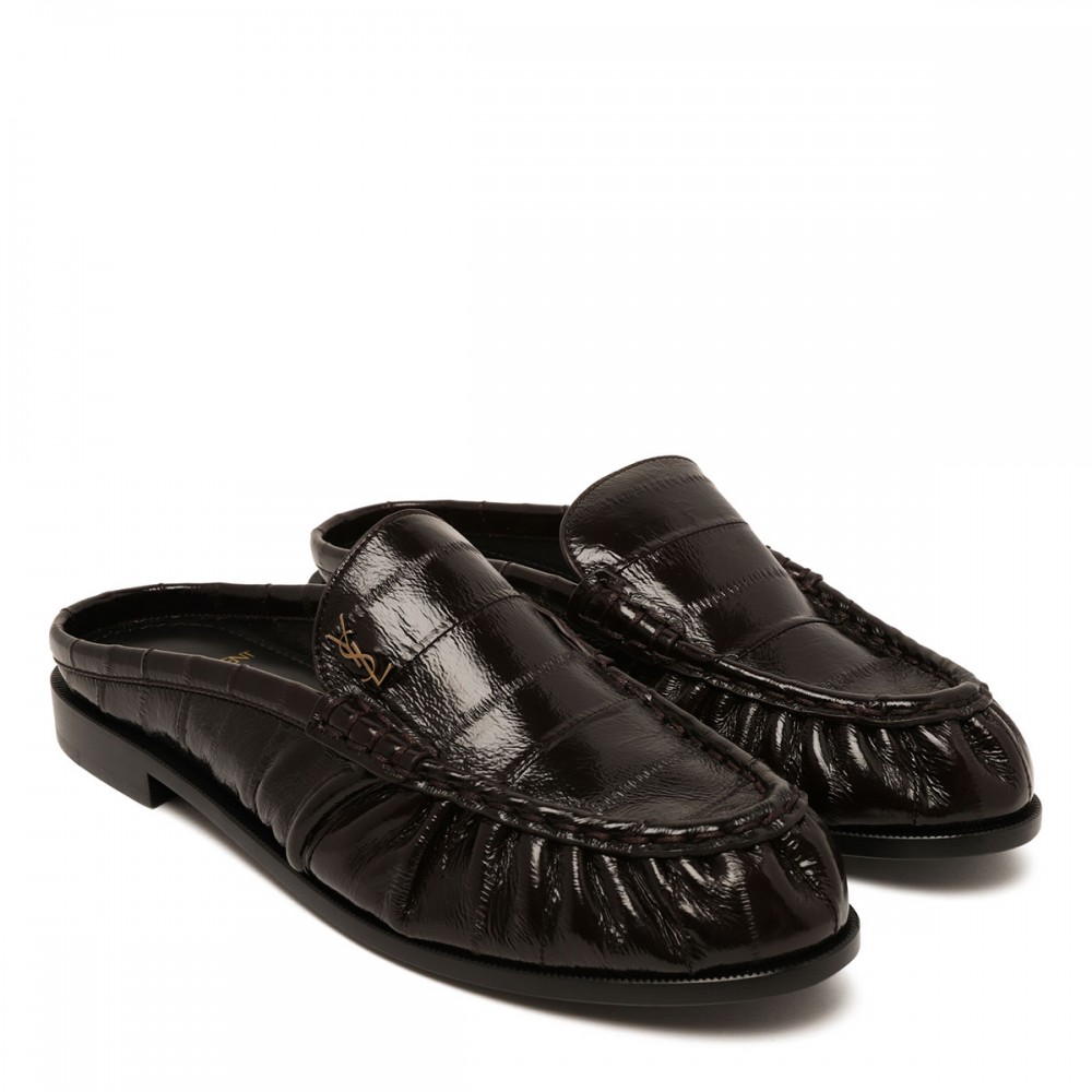Leather loafer mules