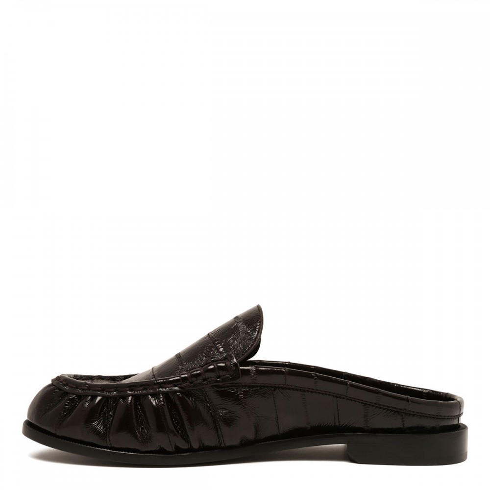 Leather loafer mules