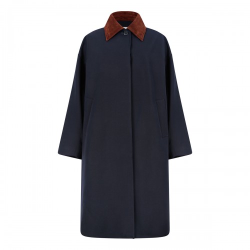 Suede collar car coat