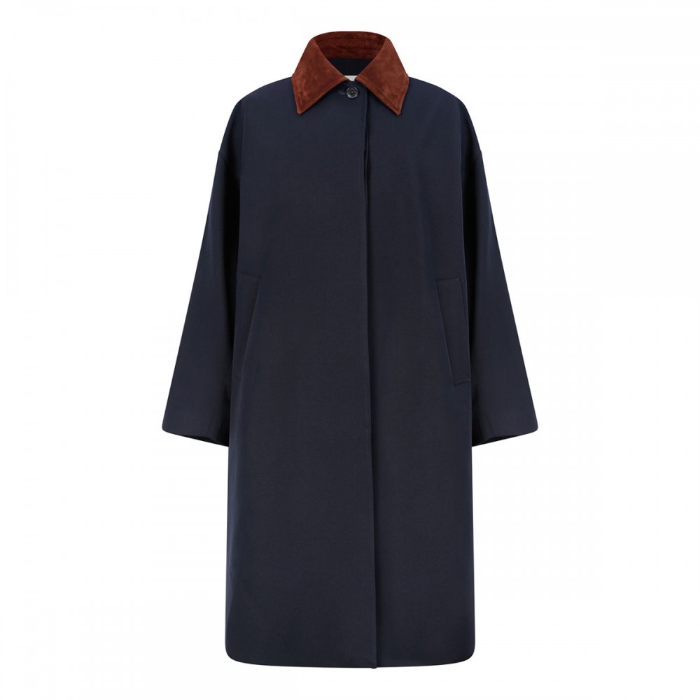 Suede collar car coat