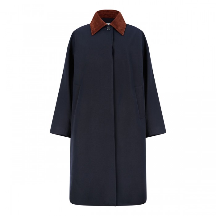Suede collar car coat