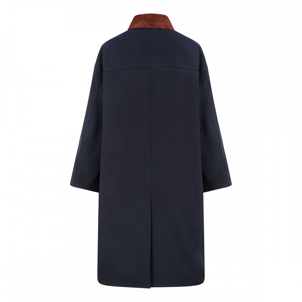 Suede collar car coat