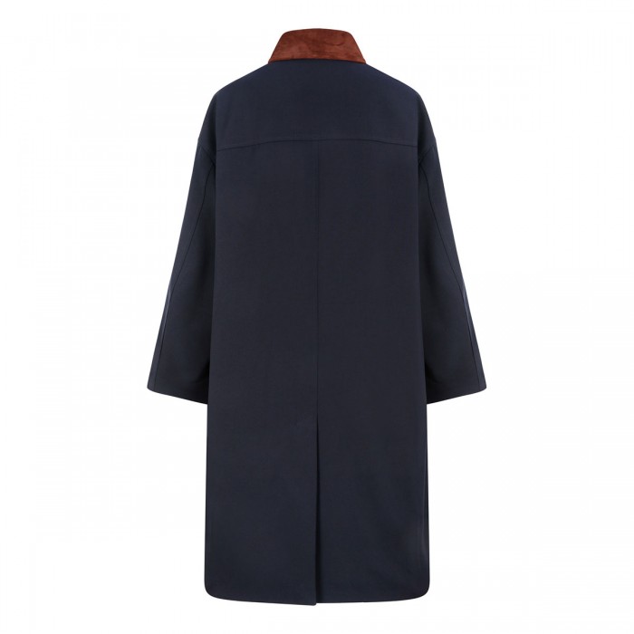 Suede collar car coat