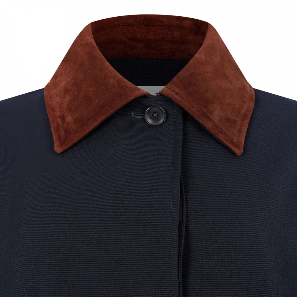Suede collar car coat