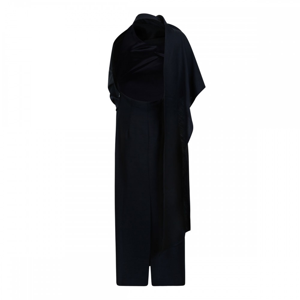 Draped open-back midi dress