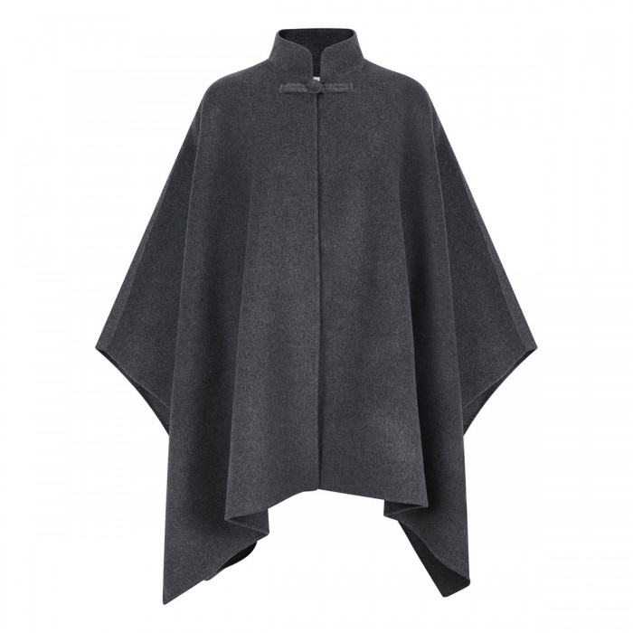 Double-faced wool pankou closure poncho