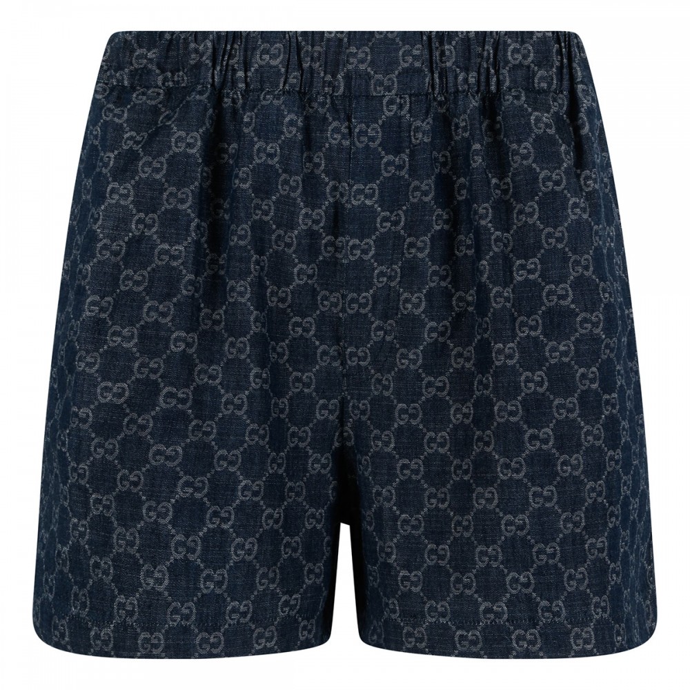 GG cotton denim jacquard shorts