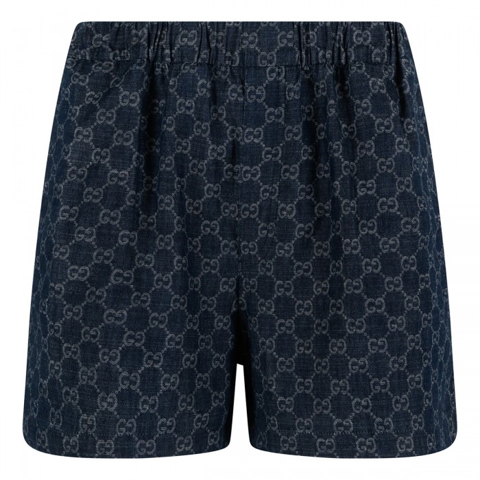 GG cotton denim jacquard shorts