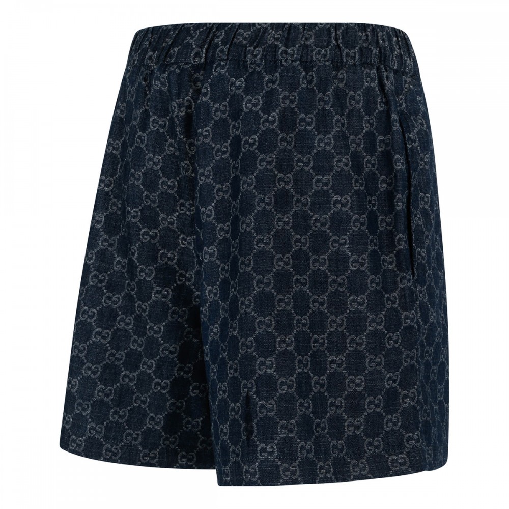 GG cotton denim jacquard shorts