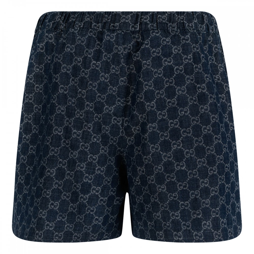 GG cotton denim jacquard shorts