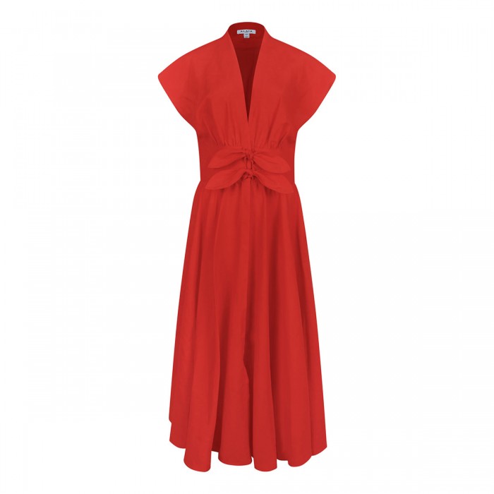 Linen-blend belted dress