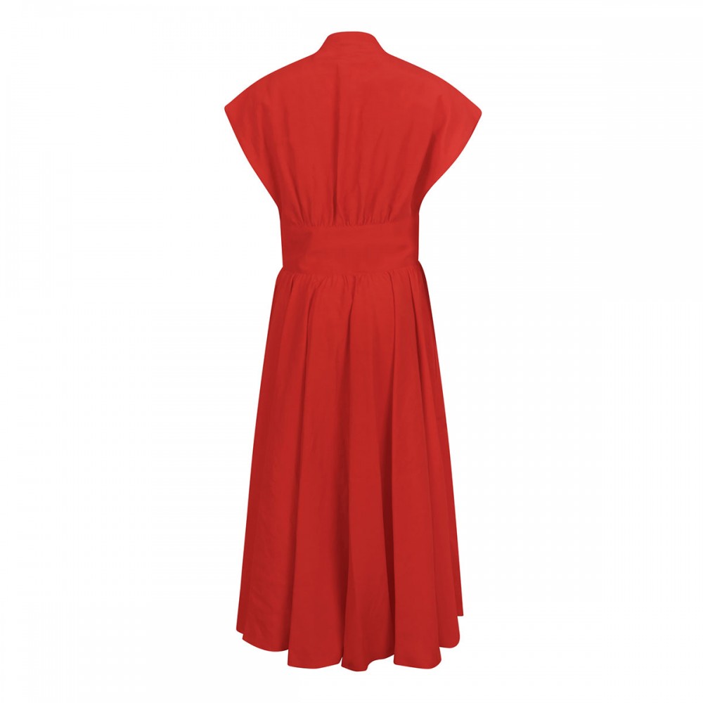 Linen-blend belted dress