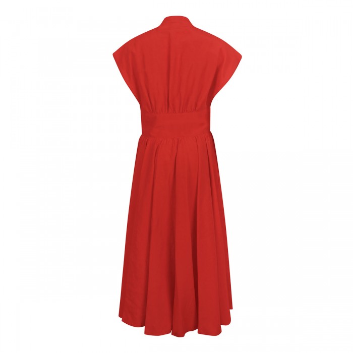 Linen-blend belted dress