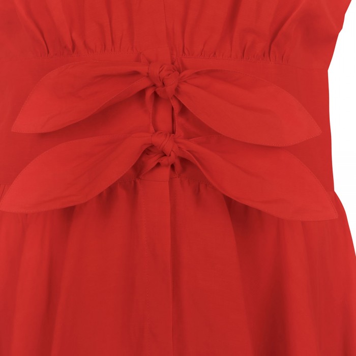 Linen-blend belted dress