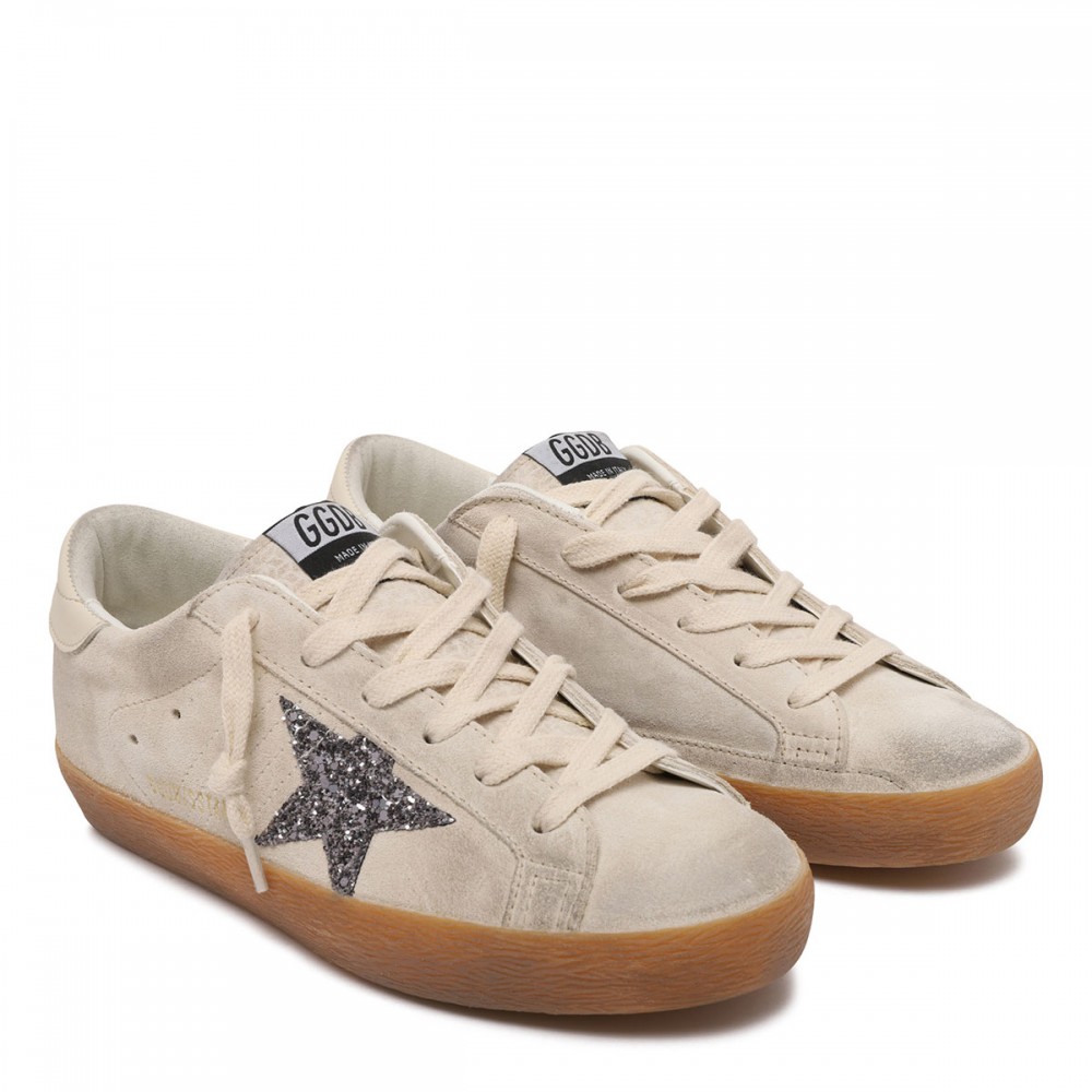 SuperStar suede and glittery sneakers