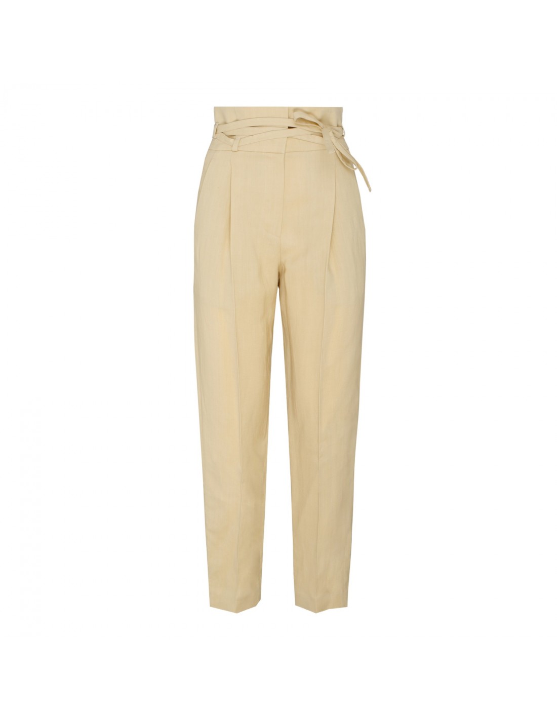 Taupe viscose and linen blend pants