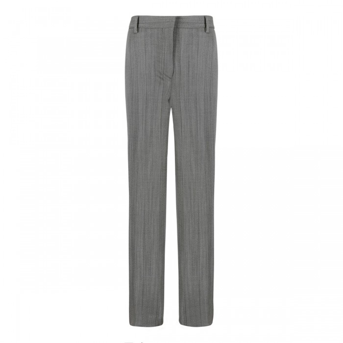 Gray pinstripe wool blend pants