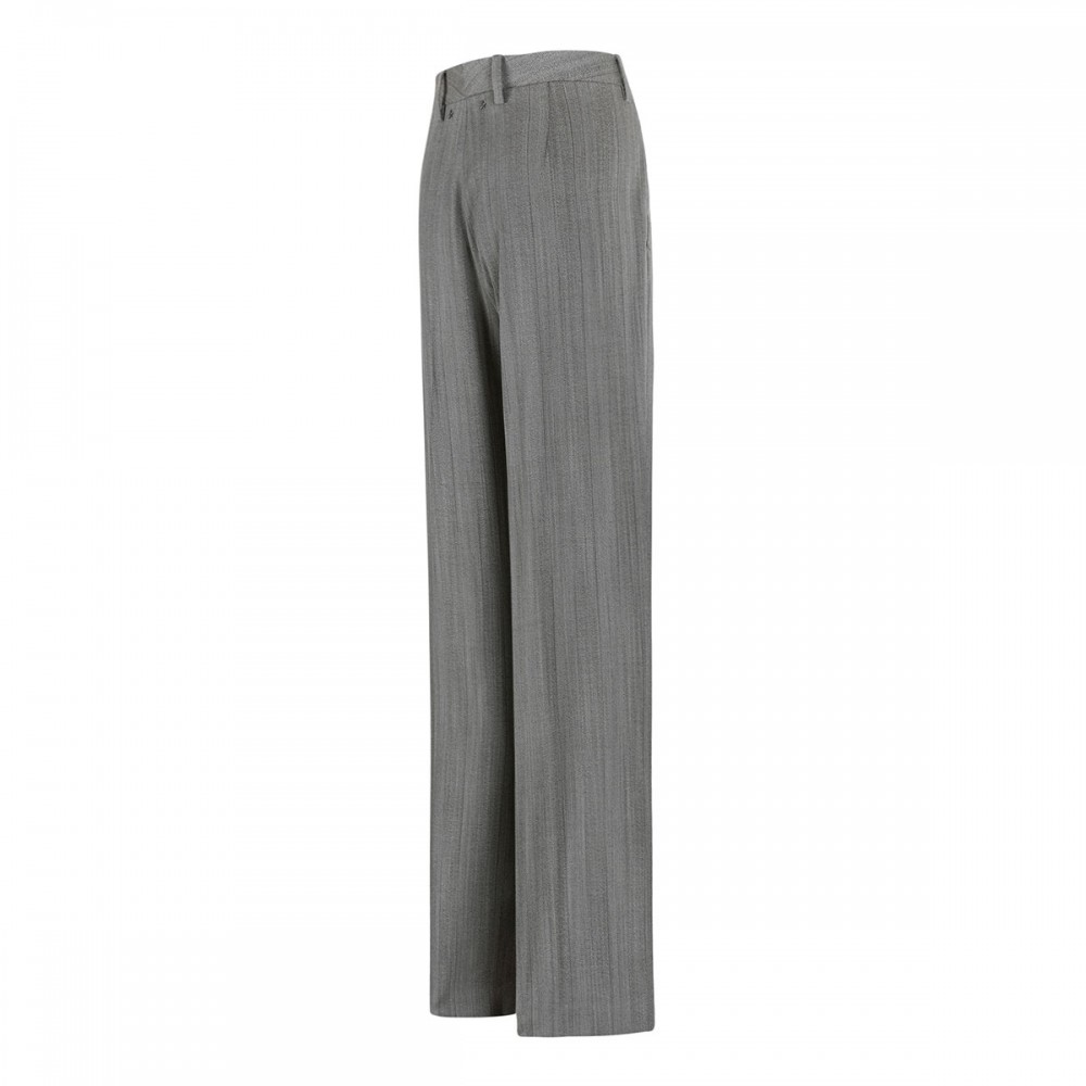 Gray pinstripe wool blend pants