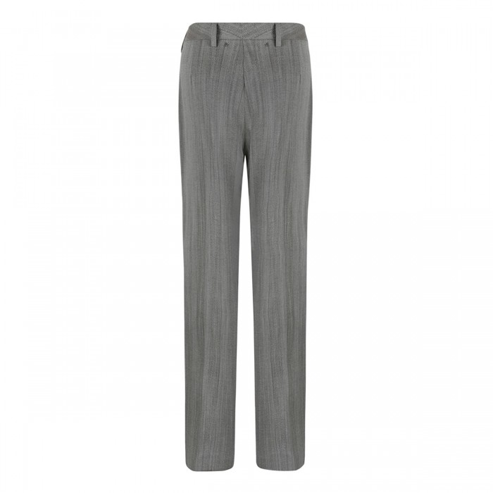 Gray pinstripe wool blend pants